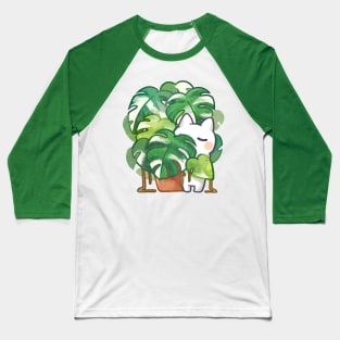 Monstera albo variegated plant lover cat Baseball T-Shirt